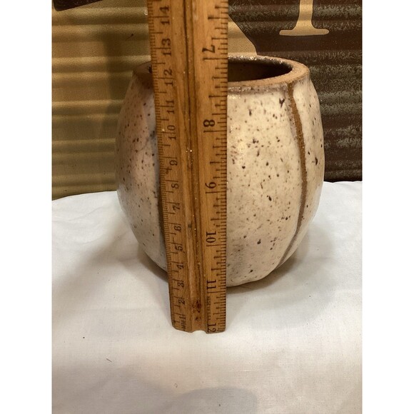 Vintage Studio Pottery Stoneware Jar With Lid Artist Signed Pumpkin Look Heavy - Picture 9 of 13